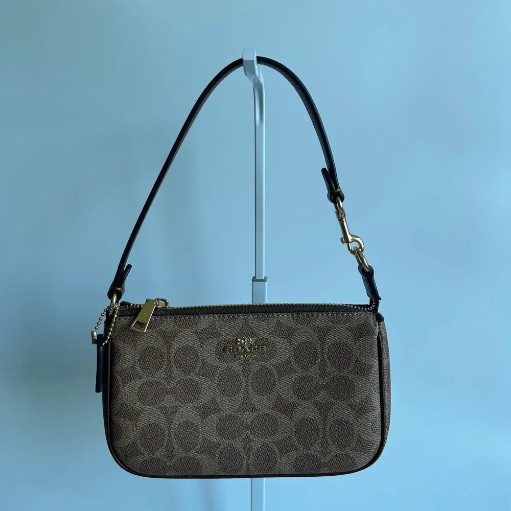 Coach Nolita 19 Brown Signature Canvas Leather Shoulder Bag Excellent